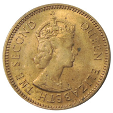 Монета 1/2 цента 1955 года Британские Восточные Карибы (реверс)