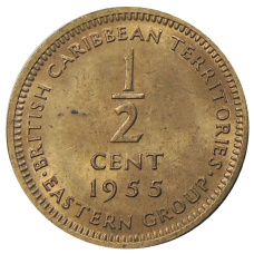 Монета 1/2 цента 1955 года Британские Восточные Карибы (аверс)