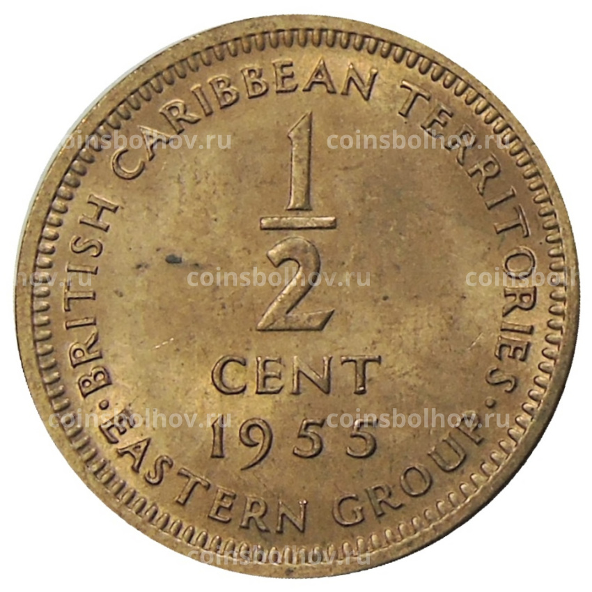 Монета 1/2 цента 1955 года Британские Восточные Карибы