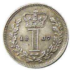 Монета 1 пенни 1887 года Великобритания «Маунди» (аверс)