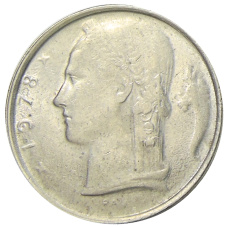 Монета 5 франков 1978 года Бельгия — Надпись на фламандском (BELGIE) (аверс)