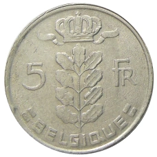 Монета 5 франков 1978 года Бельгия — Надпись на французском (BELGIQUE) (реверс)