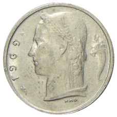 Монета 1 франк 1969 года Бельгия — Надпись на французском (BELGIQUE) (аверс)