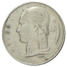 Монета 1 франк 1955 года Бельгия — Надпись на фламандском (BELGIE) (аверс)
