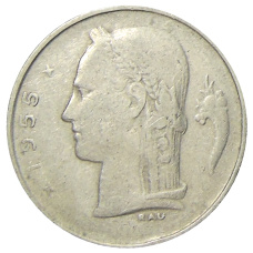 Монета 1 франк 1955 года Бельгия — Надпись на французском (BELGIQUE) (аверс)