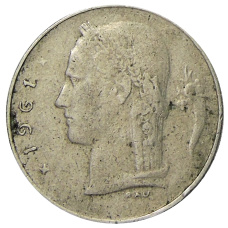 Монета 1 франк 1961 года Бельгия — Надпись на фламандском (BELGIE) (аверс)
