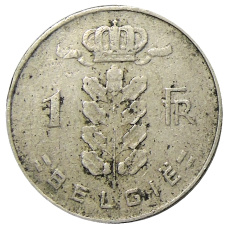 Монета 1 франк 1961 года Бельгия — Надпись на фламандском (BELGIE) (реверс)
