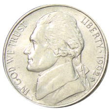 Монета 5 центов 1992 года D США (аверс)