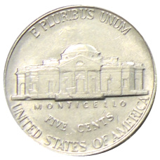 Монета 5 центов 1992 года D США (реверс)