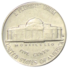 Монета 5 центов 1963 года D США (реверс)