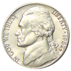 Монета 5 центов 1982 года D США (аверс)