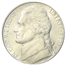 Монета 5 центов 2003 года D США (аверс)