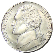 Монета 5 центов 2000 года D США (аверс)