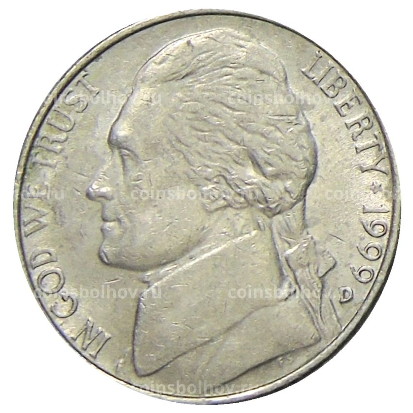 Монета 5 центов 1999 года D США