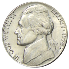 Монета 5 центов 1978 года D США (аверс)