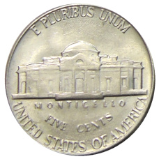 Монета 5 центов 1980 года D США (реверс)