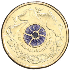 Монета 2 доллара 2024 года Австралия «День памяти — Животные войны» (аверс)