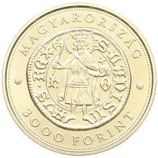 Монета 3000 форинтов 2024 года Венгрия «Средневековые венгерские монеты — Золотой флорин Ладислав Постум» (аверс)
