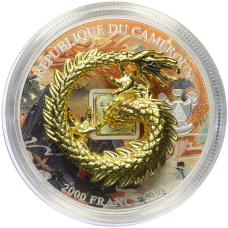 Монета 2000 франков 2024 года Камерун «Год дракона» (реверс)