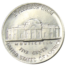 Монета 5 центов 1986 года D США (реверс)