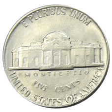 Монета 5 центов 1981 года D США (реверс)