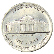 Монета 5 центов 1985 года D США (реверс)