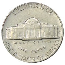 Монета 5 центов 1970 года D США (реверс)