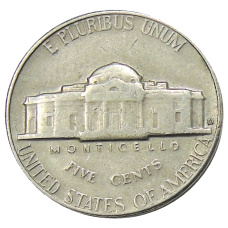 Монета 5 центов 1964 года D США (реверс)