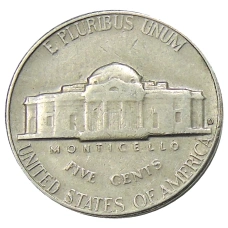 Монета 5 центов 1964 года D США (реверс)