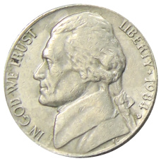 Монета 5 центов 1984 года D США (аверс)