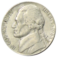 Монета 5 центов 1984 года D США (аверс)