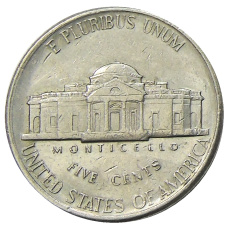 Монета 5 центов 1984 года D США (реверс)