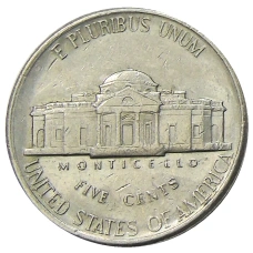 Монета 5 центов 1984 года D США (реверс)