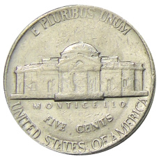 Монета 5 центов 1974 года D США (реверс)