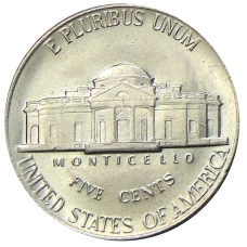 Монета 5 центов 1990 года D США (реверс)