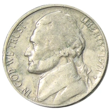 Монета 5 центов 1971 года D США (аверс)