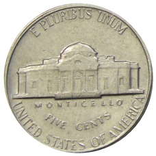 Монета 5 центов 1969 года S США (реверс)