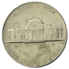 Монета 5 центов 1969 года S США (реверс)