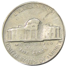 Монета 5 центов 1969 года S США (реверс)