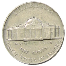 Монета 5 центов 1968 года S США (реверс)