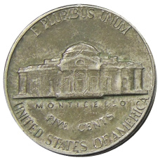 Монета 5 центов 1970 года S США (реверс)