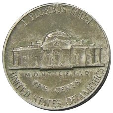 Монета 5 центов 1970 года S США (реверс)