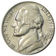 Монета 5 центов 1970 года S США (аверс)