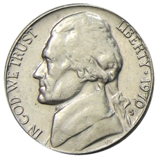 Монета 5 центов 1970 года S США (аверс)