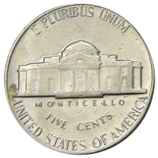 Монета 5 центов 1970 года S США (реверс)