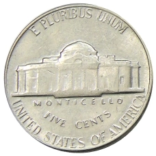 Монета 5 центов 1970 года S США (реверс)