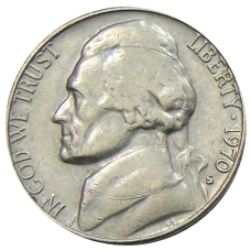 Монета 5 центов 1970 года S США (аверс)