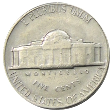 Монета 5 центов 1970 года S США (реверс)
