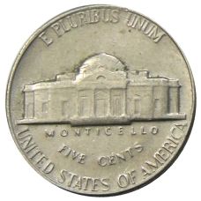 Монета 5 центов 1970 года S США (реверс)