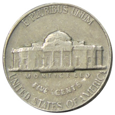 Монета 5 центов 1970 года S США (реверс)
